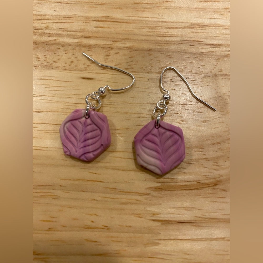 3/$10 Pink Hexagon Polymer Clay Earrings - Picture 5 of 7